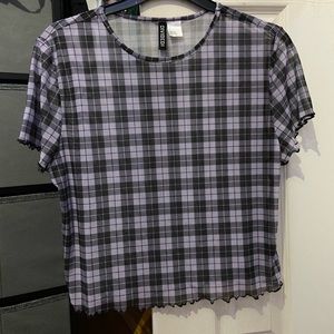 Checkered Purple/ white/ black Top